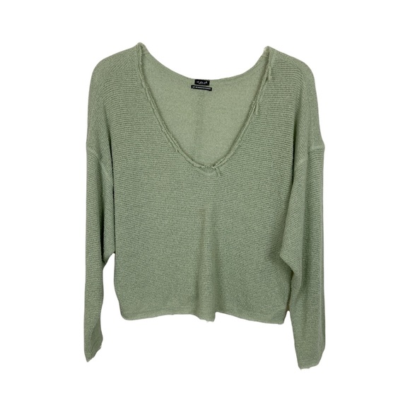 Urban Outfitters Tops - Urban Outfitters Oversized Boho Raw Edges Top Long Sleeve Sage Green Size Large